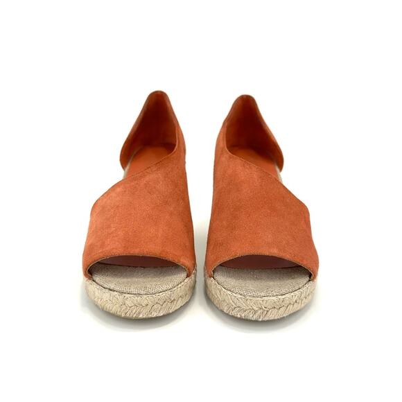 Vince Sonora Orange Suede Wedge Sandal Size 8 Espadrille Platform Open Toe Comfy - Picture 11 of 14